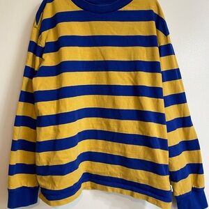 GAP Kids Blue and Yellow Striped Long Sleeve Tee